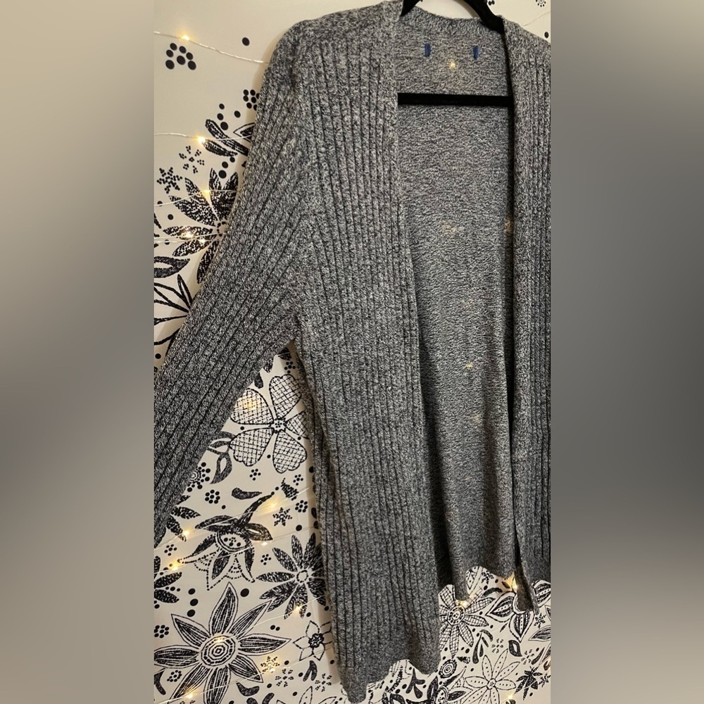 Grey open front long sleeve soft cozy cardigan - Picture 7 of 8